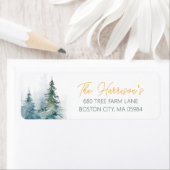 Winter Forest Pine Trees Address Etiket (Insitu)