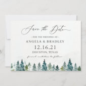 Winter Forest Pine Trees Elegant Wedding Save The Date (Voorkant)