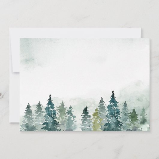 Winter Forest Pine Trees Elegant Wedding Save The Date (Achterkant)