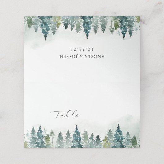 Winter Forest Pine Trees | Handschrift Plaatskaartje (Buitenkant ongevouwen)
