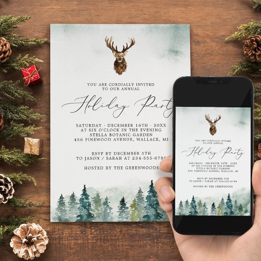 Winter Forest Pine Trees Holiday Kaart