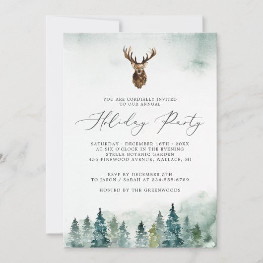 Winter Forest Pine Trees Holiday Kaart (Voorkant)