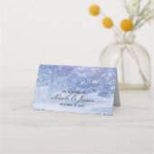 Winter Forest Pine Trees Lights Snowflakes Wedding Plaatskaartje (Voorkant)
