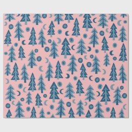 Winter Forest Pine Trees Moon Stars Gift Cadeaupapier