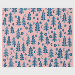 Winter Forest Pine Trees Moon Stars Gift Cadeaupapier