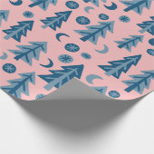 Winter Forest Pine Trees Moon Stars Gift Cadeaupapier (Hoek)