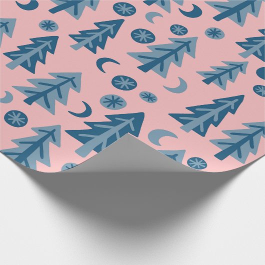 Winter Forest Pine Trees Moon Stars Gift Cadeaupapier (Hoek)