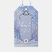 Winter Forest Pine Trees Snowflakes Elegant Favor Cadeaulabel (Voorkant)