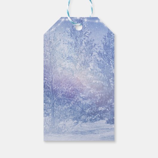 Winter Forest Pine Trees Snowflakes Elegant Favor Cadeaulabel (Achterkant)