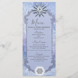 Winter Forest Pine Trees & Snowflakes Elegant Menu