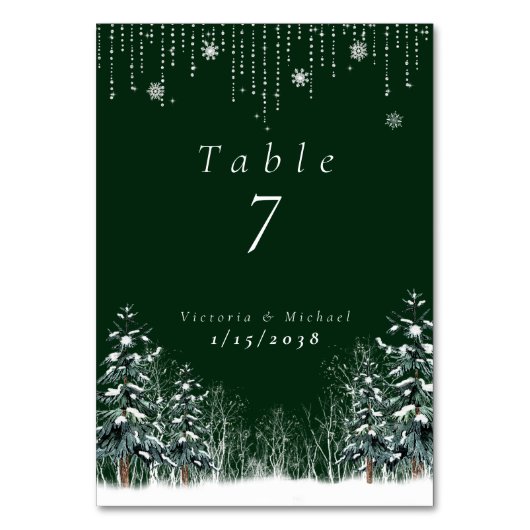 Winter Forest Pine Trees Snowflakes Kaart (Achterkant)