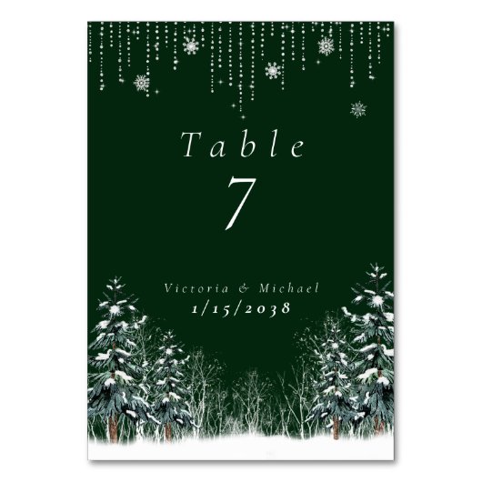 Winter Forest Pine Trees Snowflakes Kaart (Voorkant)