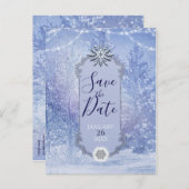 Winter Forest Pine Trees Snowflakes Save the Date Aankondigingskaart (Voorkant / Achterkant)