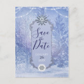 Winter Forest Pine Trees Snowflakes Save the Date Aankondigingskaart (Voorkant)