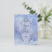 Winter Forest Pine Trees Snowflakes Save the Date Aankondigingskaart (Staand voorkant)