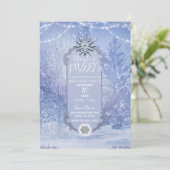 Winter Forest Pine Trees Snowflakes Sweet 16 Party Kaart (Staand voorkant)