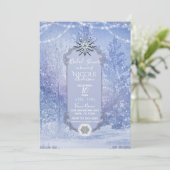 Winter Forest Pine Trees Snowflakes Vrijgezellenfe Kaart (Staand voorkant)