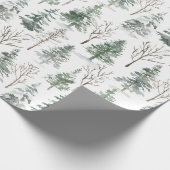 Winter Forest Pine Trees Waterverf Kerst Cadeaupapier (Hoek)