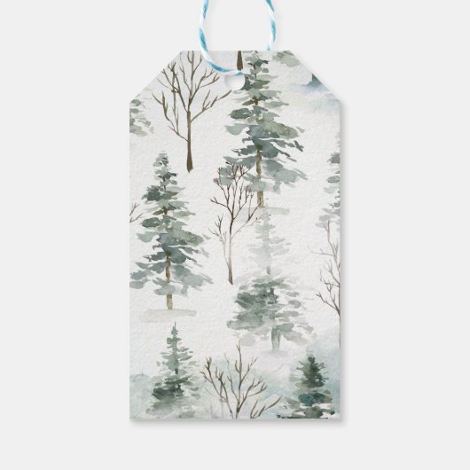 Winter Forest Pine Trees Wedding Favor Dank je Cadeaulabel (Achterkant)