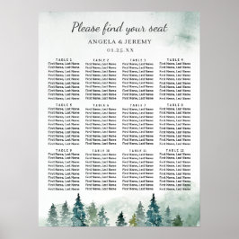 Winter Forest Pine Trees Wedding Seding Chart Poster