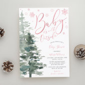 Winter Forest Pink Het is koud buiten Baby shower Kaart