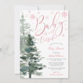 Winter Forest Pink Het is koud buiten Baby shower Kaart (Voorkant)