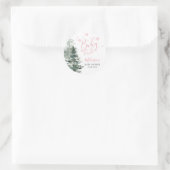 Winter Forest Pink Het is koud buiten Baby shower Ronde Sticker (Tas)
