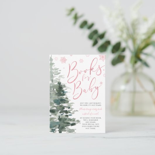 Winter Forest Pink Het is koud buiten Boek Verzoek Informatiekaartje (Staand voorkant)