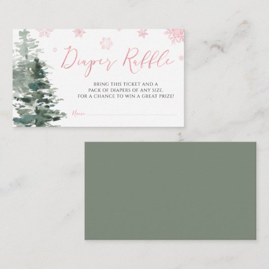 Winter Forest Pink Het is koud buiten de luier Informatiekaartje (Voorkant / Achterkant)