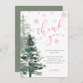 Winter Forest Pink Het is koud buiten vlak Bedankkaart (Voorkant / Achterkant)