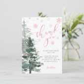 Winter Forest Pink Het is koud buiten vlak Bedankkaart (Staand voorkant)