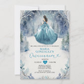 Winter Forest Princess Turquoise Jurk Quinceañera Kaart (Voorkant)