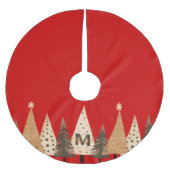 Winter Forest Red Monogram Kerstboom Rok (Voorkant)
