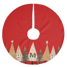Winter Forest Red Monogram Kerstboom Rok