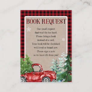 Winter Forest Red Truck Baby shower Informatiekaartje