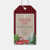 Winter Forest Red Truck Dank u Label Cadeaulabel (Voorkant)