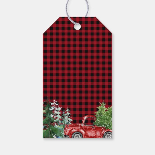 Winter Forest Red Truck Dank u Label Cadeaulabel (Achterkant)