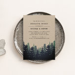 Winter Forest Rehearsal Dinner Invitation Kaart<br><div class="desc">Onze uitnodiging voor een repetitief diner met roodbos en wijndennenbomen heeft een koudbos, met een dun bos van pijnbomen in rijke tinten blauw en houtskool zwart. Deze unieke uitnodigingen zijn perfect voor winterrepetities in bossen, bosgebieden, berggebieden of buitenshuis. Ze zijn gedrukt op bruin kraftpapier met je repetitieve diner in zwarte...</div>