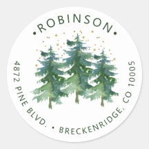 Winter Forest Return Address Classic Round Sticker