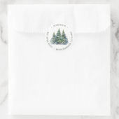 Winter Forest Return Address Classic Round Sticker (Tas)