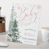 Winter Forest Roze Baby shower Welkom Reclamebord Met Voetstuk (Insitu)