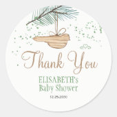 Winter forest rustic baby shower thank you favor ronde sticker (Voorkant)