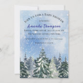 Winter Forest Rustige Waterverf Blue Pine Tree Boy Kaart (Voorkant)