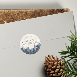 Winter Forest Save the Date Ronde Sticker