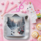 Winter Forest Scene in een envelop Papieren Bordje (Feest)