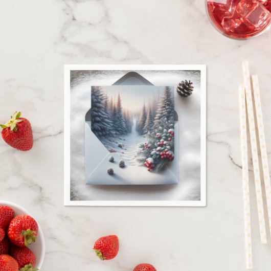 Winter Forest Scene in een envelop Servet (Insitu)