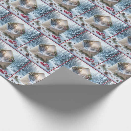 Winter Forest Scene in een open envelop Cadeaupapier (Hoek)