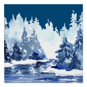 Winter Forest Scene Perfect Poster