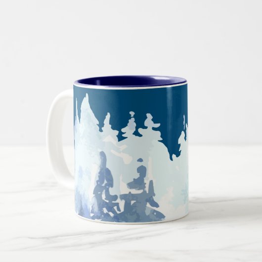 Winter Forest Scene Tweekleurige Koffiemok (Voorkant links)