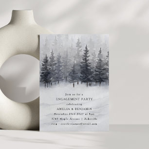 Winter Forest Scene Waterverf Engagement Party Kaart